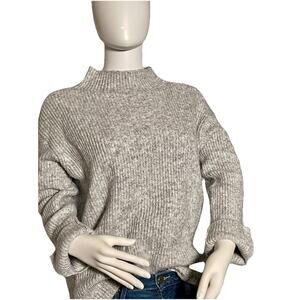 Ann Taylor Petite Small Heather Gray Mock Turtleneck Sweater